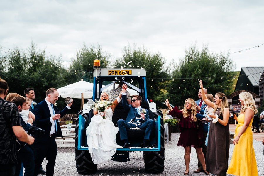 arriving for a fun wedding at Ghyll Barn
