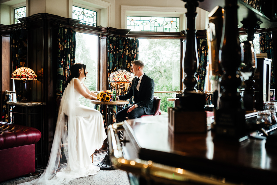 Merewood just us elopement in the bar after the ceremony